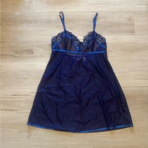 Vtg Victoria’s Secret Blue Babydoll Nightgown L